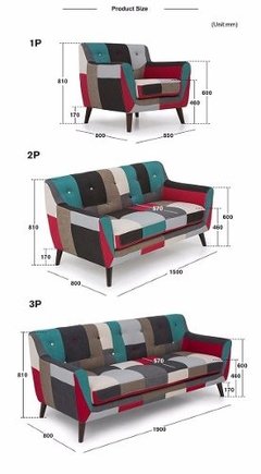 Sofa Patchwork -vintage - Tela - Importado -3 Cuerpos en internet