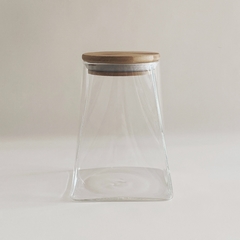 FRASCO DE VIDRIO CON TAPA DE MADERA 750 ml