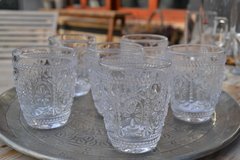 Set 6 Vasos De Vidrio Transparente Labrado 10x8.5 cm en internet