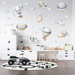 Adesivos Decorativos Infantis Aviões, Balões e Nuvens Aquarela #05 - comprar online