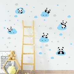 Adesivo de Parede Urso Panda, nuvens, estrelas - Click Cole