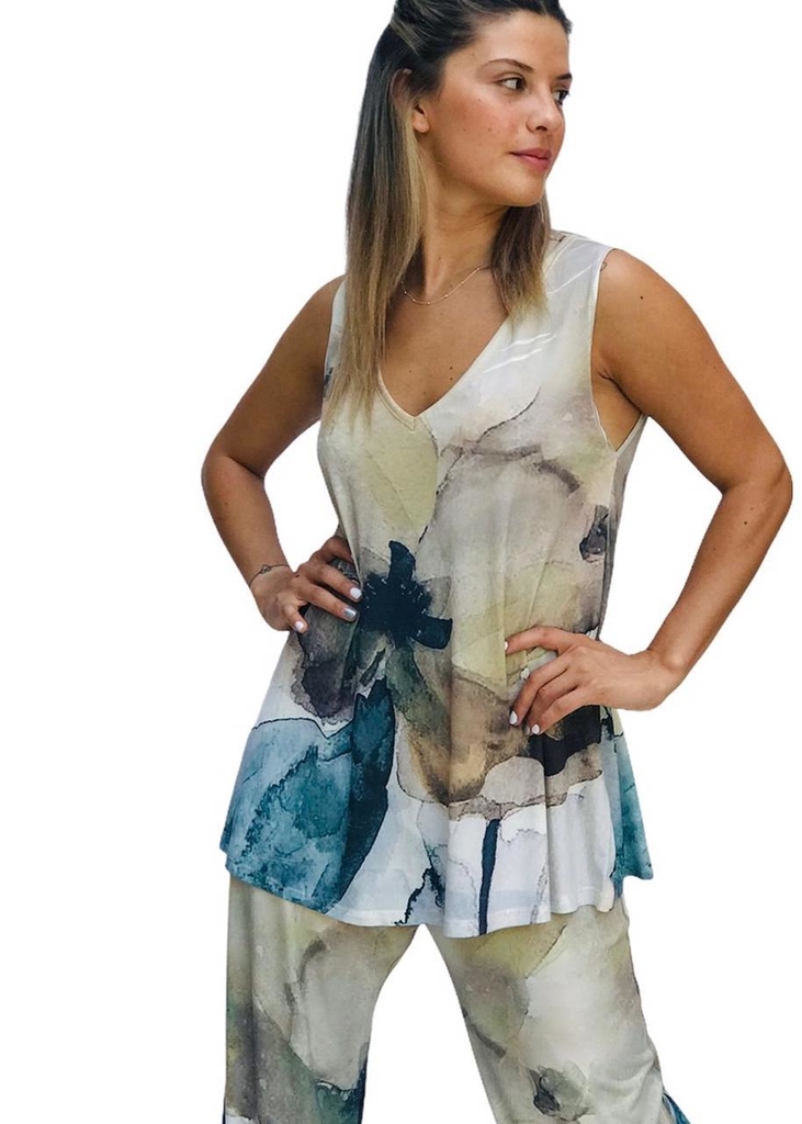 Pollera larga seda fría estampada - Troche y Moche