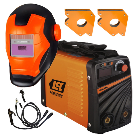 Soldadora Inverter Lusqtoff Iron 250 180 Amp + Mascara fotosensible ST1I  Automática + 2 Escuadras magnéticas .