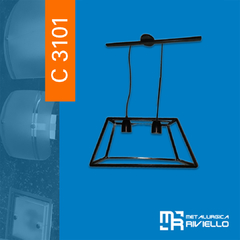 C3101 - COLGANTE DE HIERRO DE 2 LUCES TRAPEZOIDAL. ARTE PURO!!