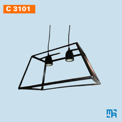 C3101 - COLGANTE DE HIERRO DE 2 LUCES TRAPEZOIDAL. ARTE PURO!! - Metalúrgica Riviello