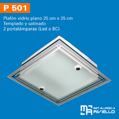 P501 - Plafón Para 2 Luces Led En Vidrio Plano Con Diseño Único!! - comprar online