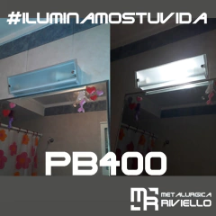 PB400 - Plafón De 2 Luces Para Pared Con 2 Vidrios Ideal Para Baño!! - Metalúrgica Riviello
