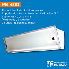 PB400 - Plafón De 2 Luces Para Pared Con 2 Vidrios Ideal Para Baño!! - comprar online