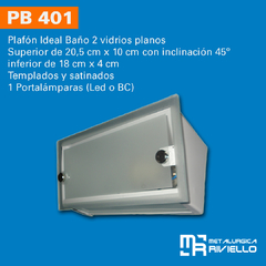 PB401 - Plafón De Pared Con 2 Vidrios Ideal Para Baño Apto Led O Bc - comprar online