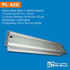 PL420 - Plafón con 3 vidrios y 2 placas Led removibles, incomparable!! - comprar online