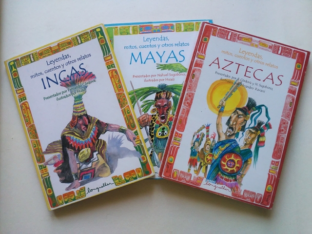3 LIBROS LEYENDAS INCAS MAYAS Y AZTECAS. CON PLANOS.