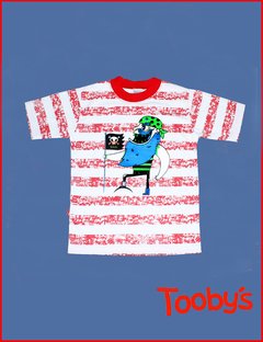 Remera Pirata Blanca y Rojo