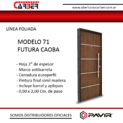 Puerta de 0,90 Pavir 71 Simil Madera SEGURIDAD Antibarreta Hoja de 2"