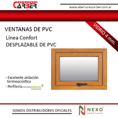 Brazo de Empuje desplazable de PVC Linea confort Símil Madera de 1,00 x 0,60 Vidrio 4mm