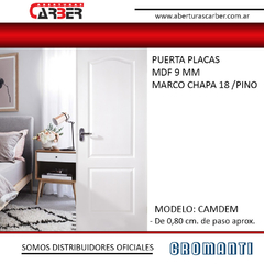 Puerta placa MDF de 9mm 0,80 Marco chapa 22 Modelos: camdem - Avalon - Veronica - Florencia Gromanti