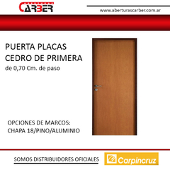 PUERTA PLACA CEDRO CARPINCRUZ ABERTURAS CARBER