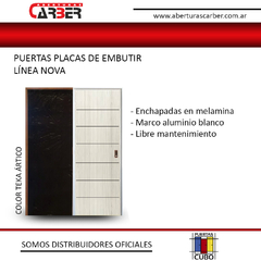 Puerta de Embutir Marco Aluminio Hoja Melamina Texturada Linea Nova teka artico
