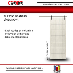 Puerta granero enchapada en melamina Linea NOVA CUBO teka artico