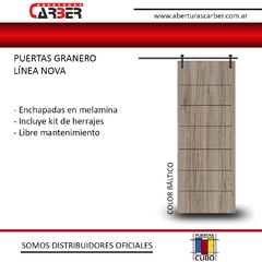 Puerta granero enchapada en melamina Linea NOVA CUBO teka artico