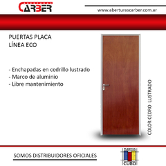 Puerta Placa Marco De Aluminio, Hoja enchapada en Cedrillo lustrado de 0,80 x 2,00 CUBO