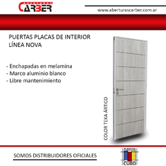 Puerta Placa CUBO Melamina Linea Nova Marco Aluminio 70/80 artico