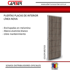 Puerta Placa CUBO Melamina Linea Nova Marco Aluminio 70/80 baltico