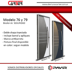 PUERTA DE SEGURIDAD MODELO BICOLOR 76 79 PAVIR ABERTURAS CARBER