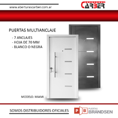 Puerta Blindada Multianclaje 7 Anclajes Classic Barral Hoja 70mm Blanca o negra