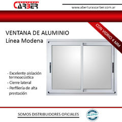 Ventana de aluminio MODENA con VIDRIO 4 MM 2,00 X 0,60