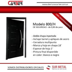 Puerta de seguridad Multipunto SM 800/H Pintura Final CHAPA 18 de 0,80 Blanca o negra