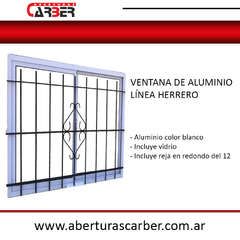 Ventana Aluminio Blanco 1,50 x 1,10 Con Reja Redondo Del 12