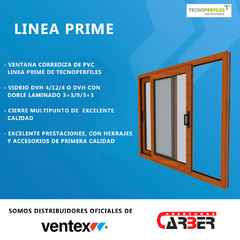 Ventana Simil Madera PVC PRIME DVH 4/12/4 de 1,50 x 1,10 Color Blanco Multipunto (el precio que figura es en DOLAR OFICIAL)