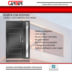 Puerta con Lateral 1,20 x 2,00 Italo Machimbrada CH18 con Barral