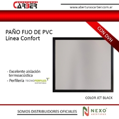 Patagonica / Sureña de PVC con DVH de 1,50 x 0,90 Linea Confort color Negro Jet Black - Aberturas Carber