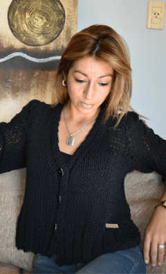 Cardigan Milan Negro | Lana de Algodon puro - Nacra shop
