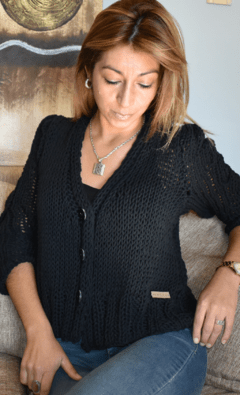 Cardigan Milan Negro | Lana de Algodon puro - tienda online