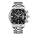Relógio Masculino Nibosi 2356 Prata e Preto de Luxo Quartzo Em Aço Inoxidável