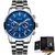 Relógio Masculino Lige 9866 Quartzo Casual Em Aço Inoxidável - comprar online
