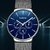 Relógio Lige 9868 Unissex Prata e Azul Pulseira Final de Luxo Casual - loja online