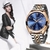 Relógio Lige 9904 Prata e Rosê Casual Quartzo Unissex de Luxo