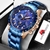 Relógio Masculino Lige 9821 Prata e Azul Quartzo Casual Homens de Negócios Em Aço Inoxidável - loja online