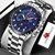 Relógio Masculino Lige 9821 Prata e Azul Quartzo Casual Homens de Negócios Em Aço Inoxidável