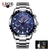 Relógio Masculino Lige 9821 Prata e Azul Quartzo Casual Homens de Negócios Em Aço Inoxidável - comprar online