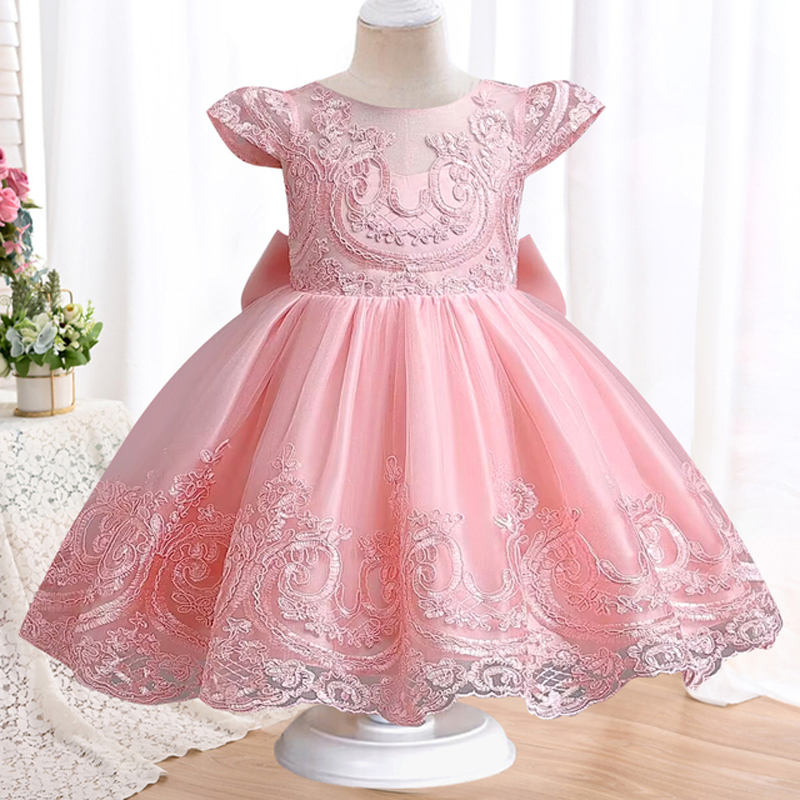 Vestido Infantil de Festa Rose com Branco Luxo Realeza Princesa Menina  Batizado