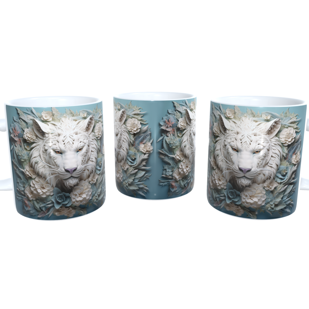 Caneca Tigre Efeito 3D Colorido