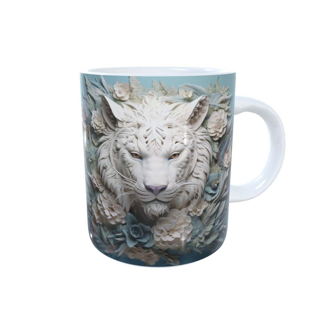 Caneca Tigre Efeito 3D Colorido