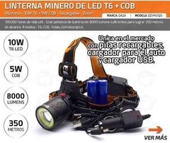 Linterna Minero Recargable Led T6 10w Cob 5w 350m 8000 Lumen - comprar online