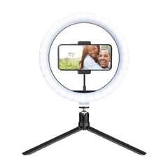 aro de luz led para celular con tripode de mesa