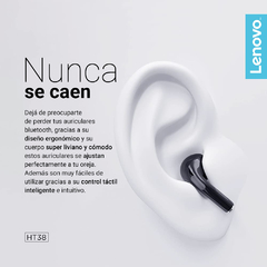 Imagen de Auriculares inalambricos bluetooth Lenovo HT38 comodos livianos
