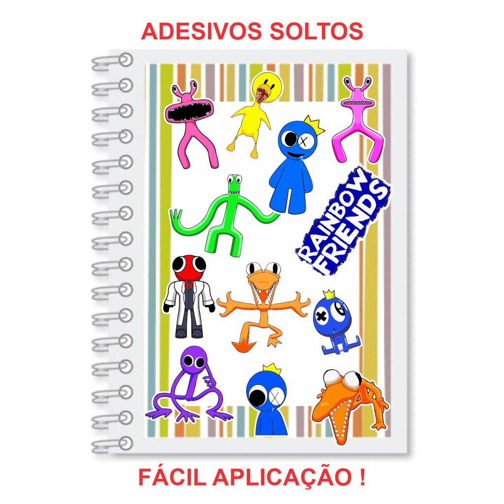 Capa de Caderno Rainbow Friends - Fazendo a Nossa Festa